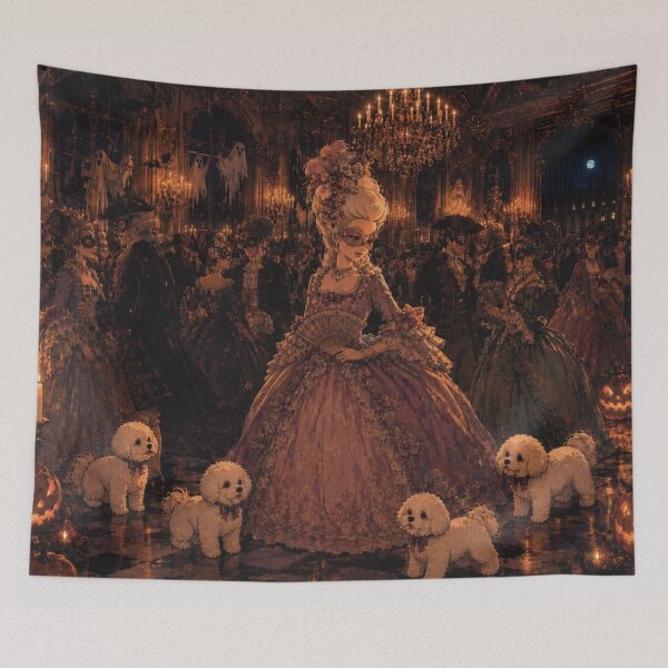 Item preview, Marie Antoinette Spooky Gothic Masquerade Ball with Bichon Frise Dogs designed and sold by CaseyMichelleArt.
