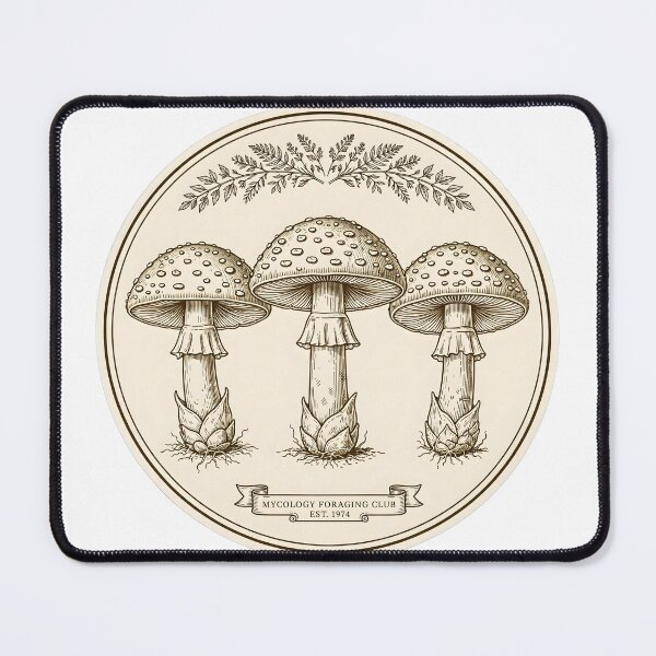 Item preview, Mycology Foraging Club - Vintage Amanita Mushroom Badge - Dark Academia designed and sold by SoulenCify.