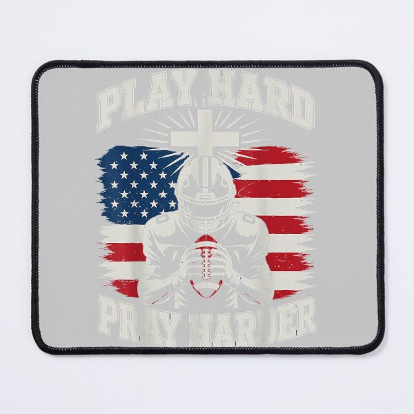 Item preview, Christian Football Play Hard Pray Harder American Flag designed and sold by mjohnson9.