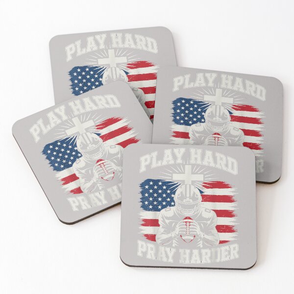 Item preview, Christian Football Play Hard Pray Harder American Flag designed and sold by mjohnson9.