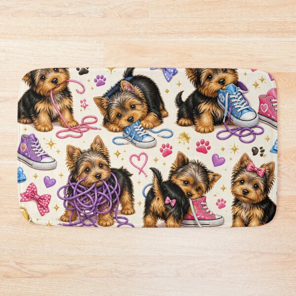 Item preview, Naughty Yorkshire Terriers Playing with Shoes designed and sold by Wags & Tails.