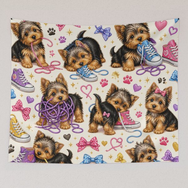 Item preview, Naughty Yorkshire Terriers Playing with Shoes designed and sold by Wags & Tails.