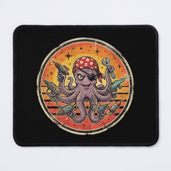 Item preview, Retro Sci-Fi Pirate Octopus Vintage Badge designed and sold by DuckOddity.