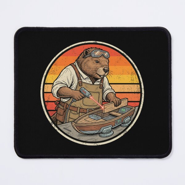 Item preview, Retro Space Shipwright Beaver Vintage Badge designed and sold by DuckOddity.