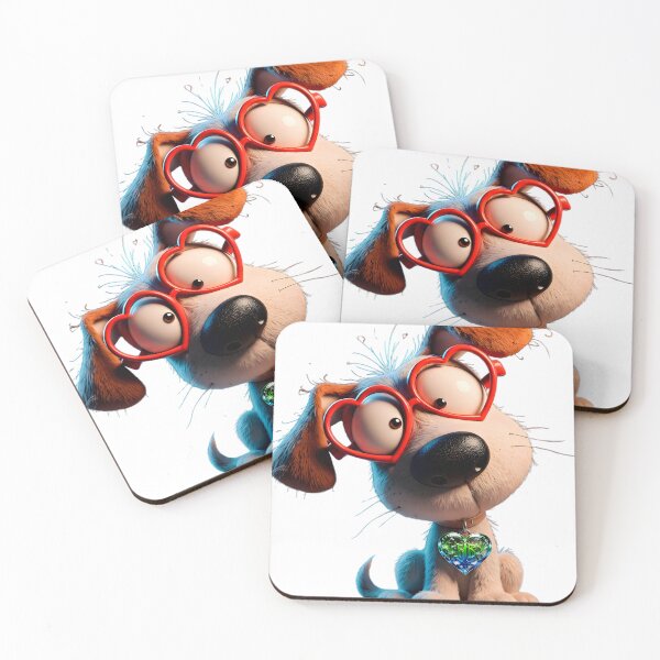 Item preview, Cute puppy with 3D style heart glasses designed and sold by Drindumentaria.