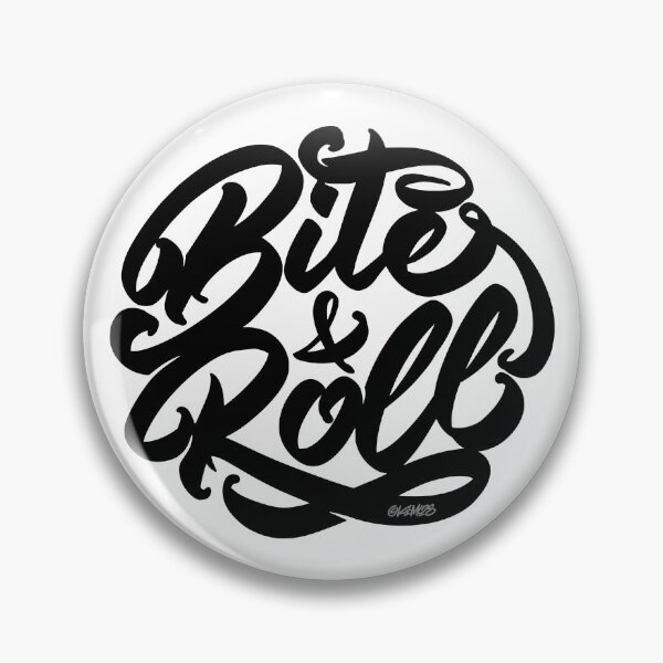 Artikelvorschau, Bite & Roll – Fette Typografie – Foodie-Streetwear-Abzeichen entworfen und verkauft von Kimos Creative Store.