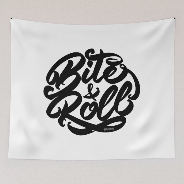 Item preview, Bite & Roll Bold Typography Lettering Foodie Streetwear Badge designed and sold by Kimos Creative Store.