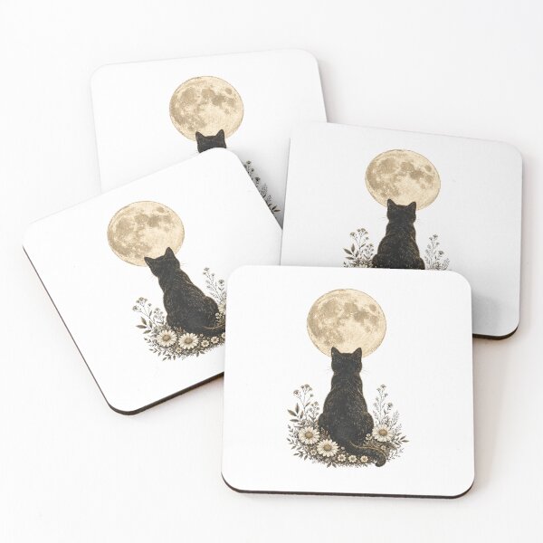 Item preview, Black Cat, Moon, Flowers, Meadow.   designed and sold by T shirts Collective.