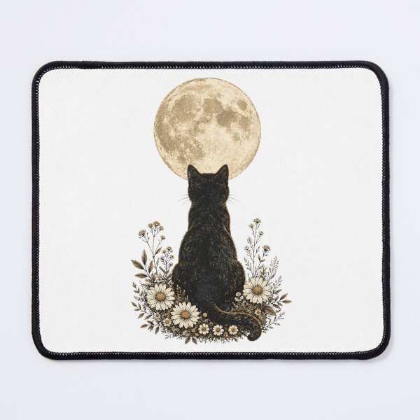 Item preview, Black Cat, Moon, Flowers, Meadow. designed and sold by T shirts Collective.