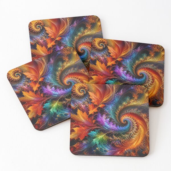 Item preview, Vibrant Colorful Autumn Fractal Leaf Swirl designed and sold by Harmonic_Layers.