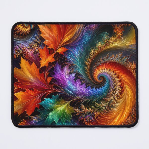 Item preview, Vibrant Colorful Autumn Fractal Leaf Swirl designed and sold by Harmonic_Layers.