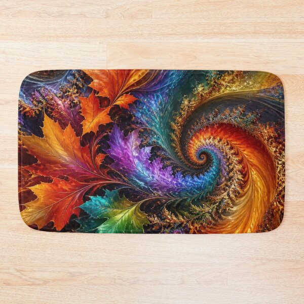 Item preview, Vibrant Colorful Autumn Fractal Leaf Swirl designed and sold by Harmonic_Layers.