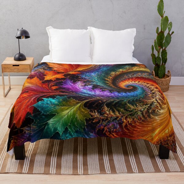 Item preview, Vibrant Colorful Autumn Fractal Leaf Swirl designed and sold by Harmonic_Layers.