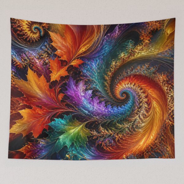Item preview, Vibrant Colorful Autumn Fractal Leaf Swirl designed and sold by Harmonic_Layers.