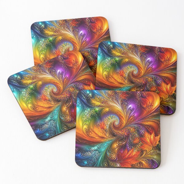 Item preview, Psychedelic Kaleidoscope Autumn Fractal Leaf designed and sold by Harmonic_Layers.