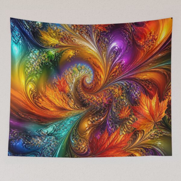 Item preview, Psychedelic Kaleidoscope Autumn Fractal Leaf designed and sold by Harmonic_Layers.