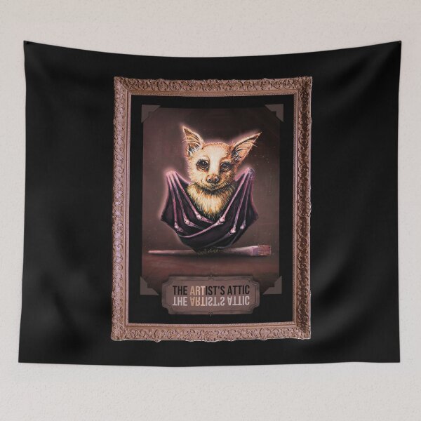 Item preview, Vintage Framed Cream Bat Mascot Cottagecore Gothic Art designed and sold by ArtistsAtticWI.