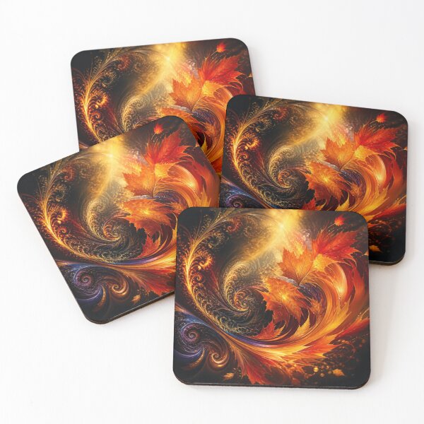 Item preview, Glowing Autumn Amber Leaf Swirl designed and sold by Harmonic_Layers.