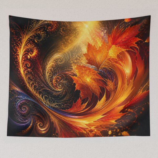 Item preview, Glowing Autumn Amber Leaf Swirl designed and sold by Harmonic_Layers.