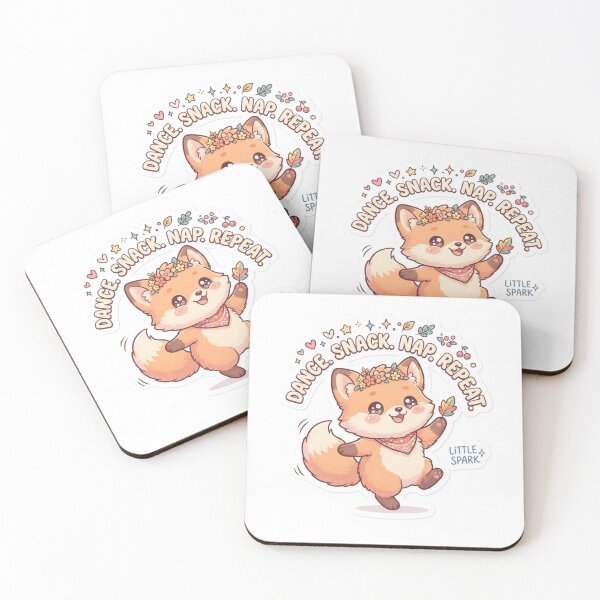 Item preview, Cute Kawaii Dance Snack Nap Repeat Fox Sticker | Anime Style Little Spark Chibi Fox Art | Cute Routine Sticker designed and sold by Chipkooo.