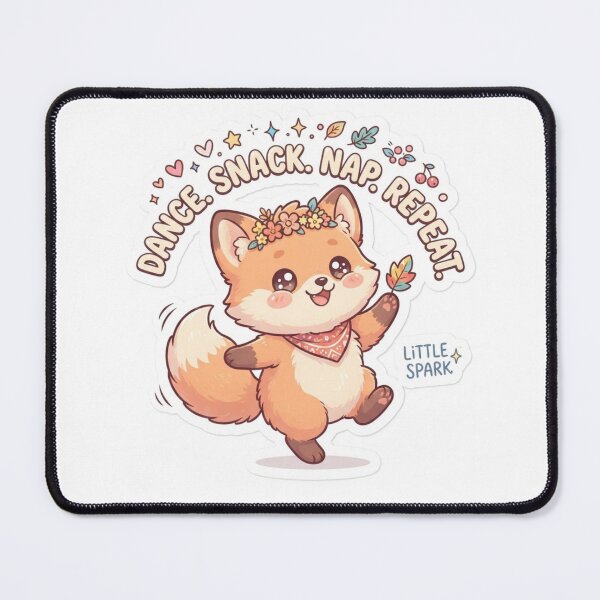 Item preview, Cute Kawaii Dance Snack Nap Repeat Fox Sticker | Anime Style Little Spark Chibi Fox Art | Cute Routine Sticker designed and sold by Chipkooo.