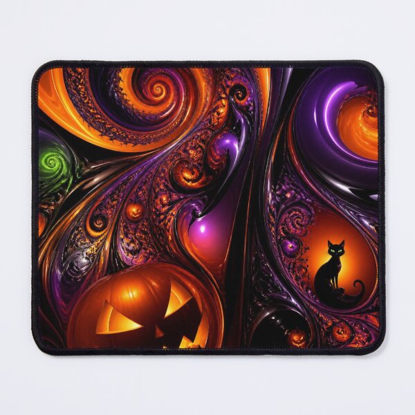 Item preview, Spooky Halloween Pumpkin Black Cat Fractal Swirl designed and sold by Harmonic_Layers.