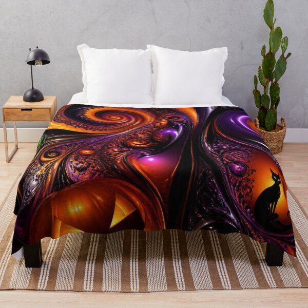 Item preview, Spooky Halloween Pumpkin Black Cat Fractal Swirl designed and sold by Harmonic_Layers.