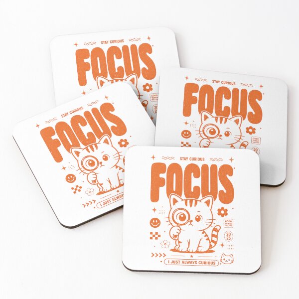 Item preview, Stay Curious Focus Cat Vintage Retro Typography Illustration designed and sold by anandariki.