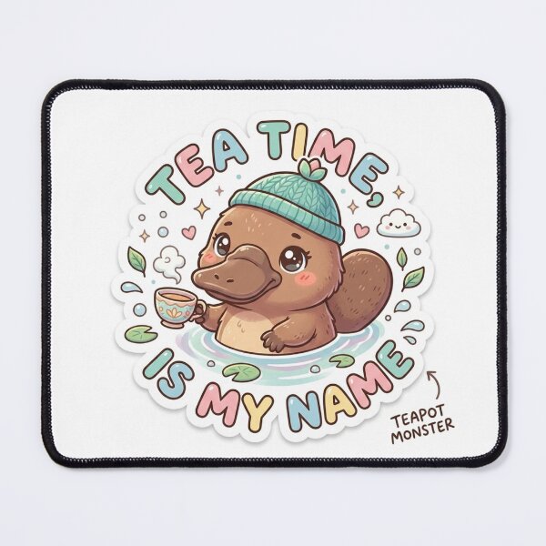 Item preview, Cute Kawaii Tea Time Is My Name Platypus Sticker | Anime Style Teapot Monster Chibi Art | Cozy Cafe Sticker designed and sold by Chipkooo.
