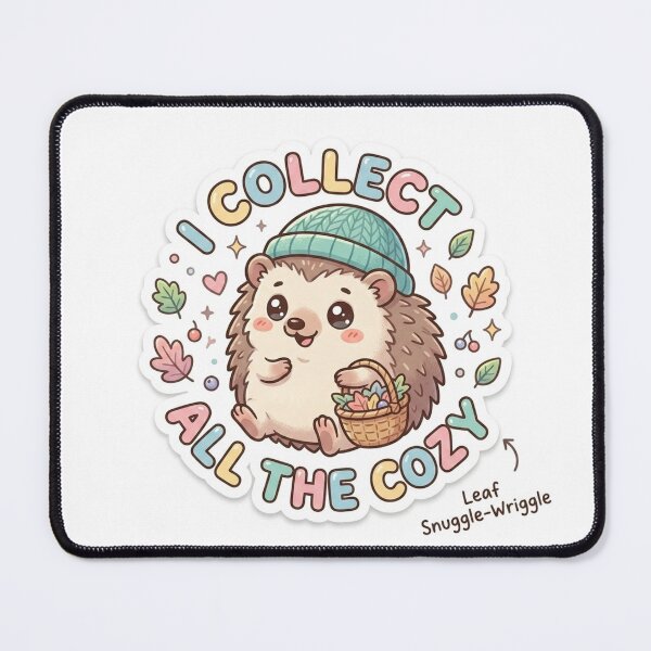 Item preview, Cute Kawaii I Collect All The Cozy Hedgehog Sticker | Anime Style Leaf Snuggle-Wriggle Chibi Art | Autumn Sticker designed and sold by Chipkooo.