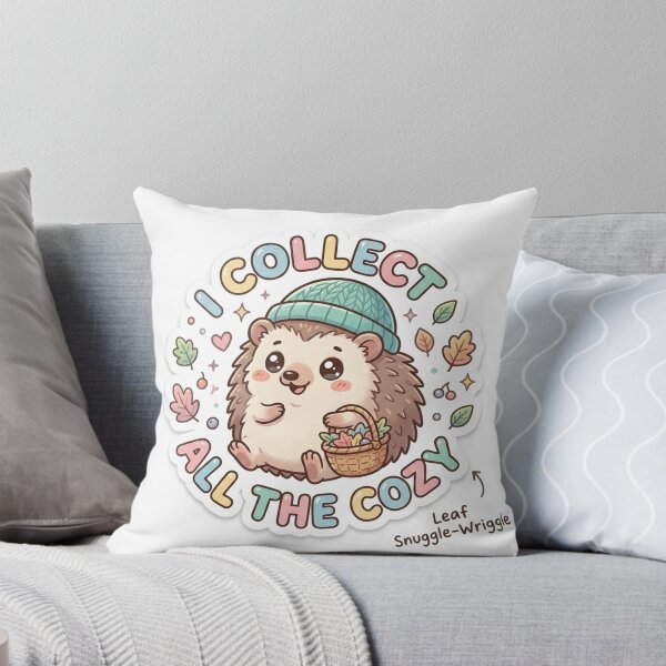 Item preview, Cute Kawaii I Collect All The Cozy Hedgehog Sticker | Anime Style Leaf Snuggle-Wriggle Chibi Art | Autumn Sticker designed and sold by Chipkooo.