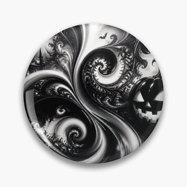 Item preview, Monochrome Halloween Pumpkin Haunted Castle Swirl designed and sold by Harmonic_Layers.