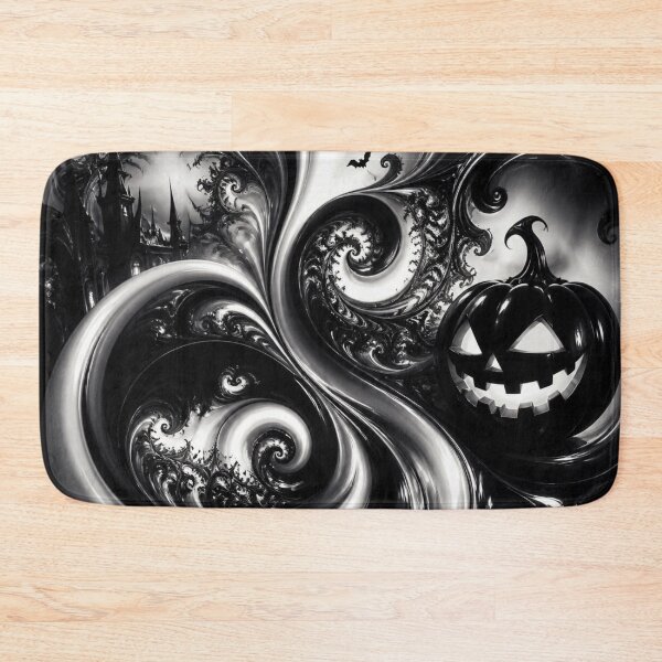 Item preview, Monochrome Halloween Pumpkin Haunted Castle Swirl designed and sold by Harmonic_Layers.