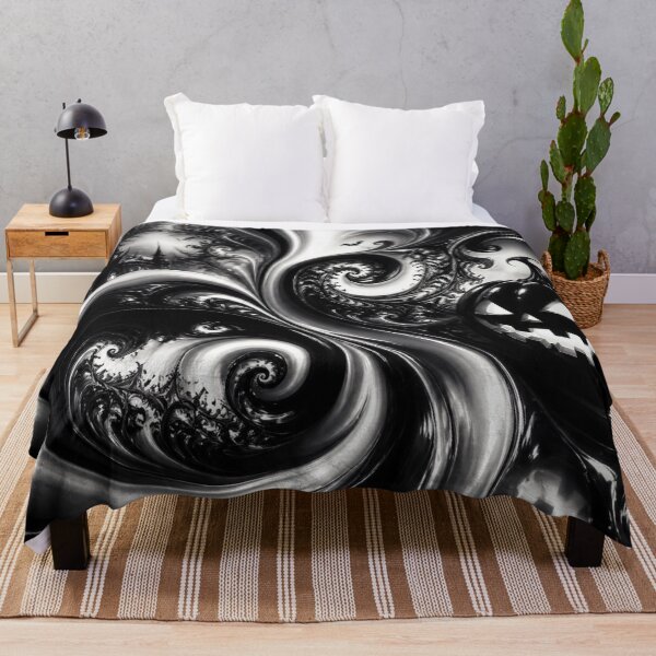 Item preview, Monochrome Halloween Pumpkin Haunted Castle Swirl designed and sold by Harmonic_Layers.