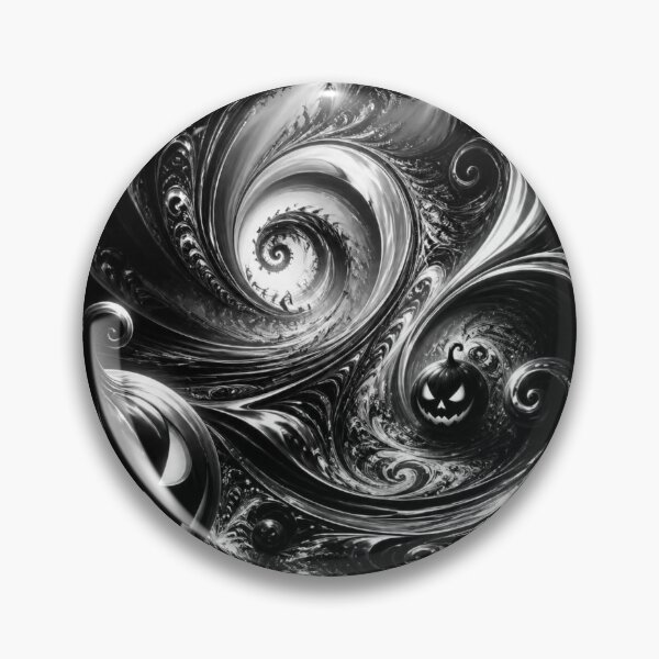 Item preview, Monochrome Jack O Lantern Fractal Vortex Art designed and sold by Harmonic_Layers.