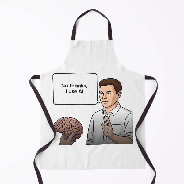 Item preview, No Thanks I Use AI Funny Brain Illustrated Tech Humor Art designed and sold by ArtsyGlaze.