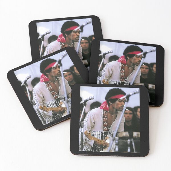 Item preview, Jimi Hendrix White Fringe Jacket Red Bandana Portrait Poster designed and sold by PercivalHills.