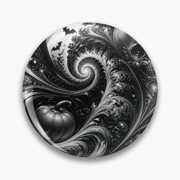 Item preview, Monochrome Metallic Skull Pumpkin Halloween Fractal designed and sold by Harmonic_Layers.