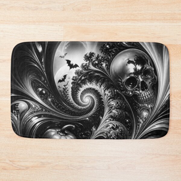 Item preview, Monochrome Metallic Skull Pumpkin Halloween Fractal designed and sold by Harmonic_Layers.