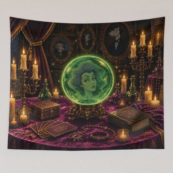 Item preview, Emerald Crystal Ball Fortune Teller – Vintage Gothic Candlelit Mystic Parlor designed and sold by CaseyMichelleArt.