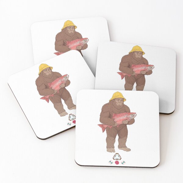 Item preview, Funny Bigfoot Fisherman Holding a Big Salmon designed and sold by Whimsy Trail Co.