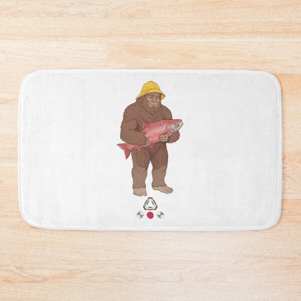 Item preview, Funny Bigfoot Fisherman Holding a Big Salmon designed and sold by Whimsy Trail Co.