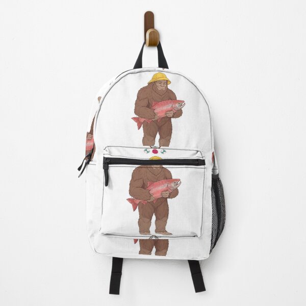 Item preview, Funny Bigfoot Fisherman Holding a Big Salmon designed and sold by Whimsy Trail Co.