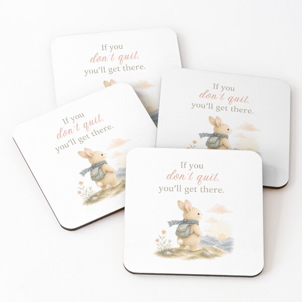 Item preview, Cute Bunny with If You Don't Quit You'll Get There quote designed and sold by Birdsong Blessings.