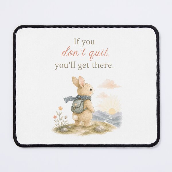 Item preview, Cute Bunny with If You Don't Quit You'll Get There quote designed and sold by Birdsong Blessings.