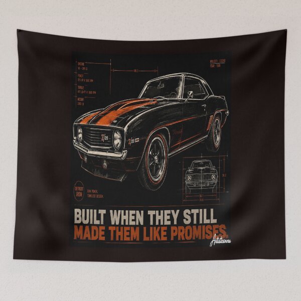 Item preview, 60s American Muscle Car Blueprint Dark Industrial Art Print designed and sold by Artisticanvas.