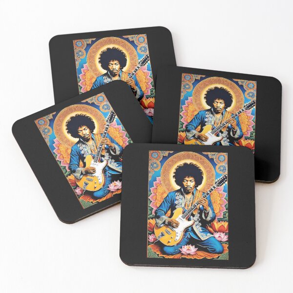 Artikelvorschau, Jimi Hendrix Lotus Halo Golden Mandala Gitarrenposter entworfen und verkauft von PansySenger.