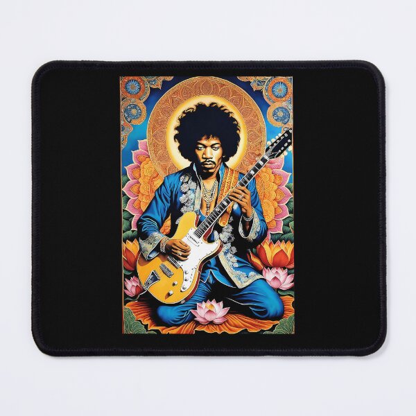 Item preview, Jimi Hendrix Lotus Halo Golden Mandala Guitar Poster designed and sold by PansySenger.