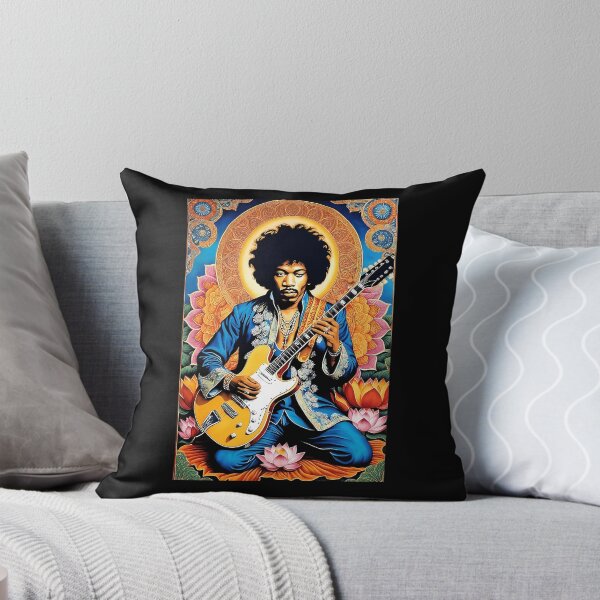 Artikelvorschau, Jimi Hendrix Lotus Halo Golden Mandala Gitarrenposter entworfen und verkauft von PansySenger.