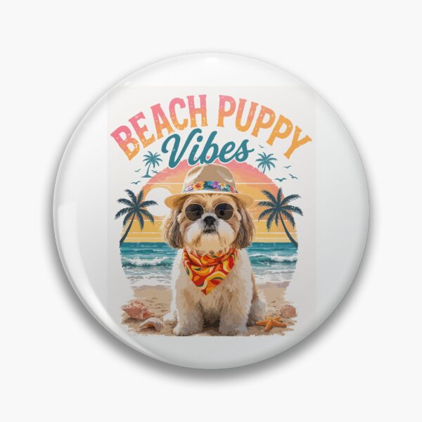 Item preview, Beach Puppy Vibes – Cute Shih Tzu Summer Dog Lover Vintage Sunset Design designed and sold by PawsAndPallette .